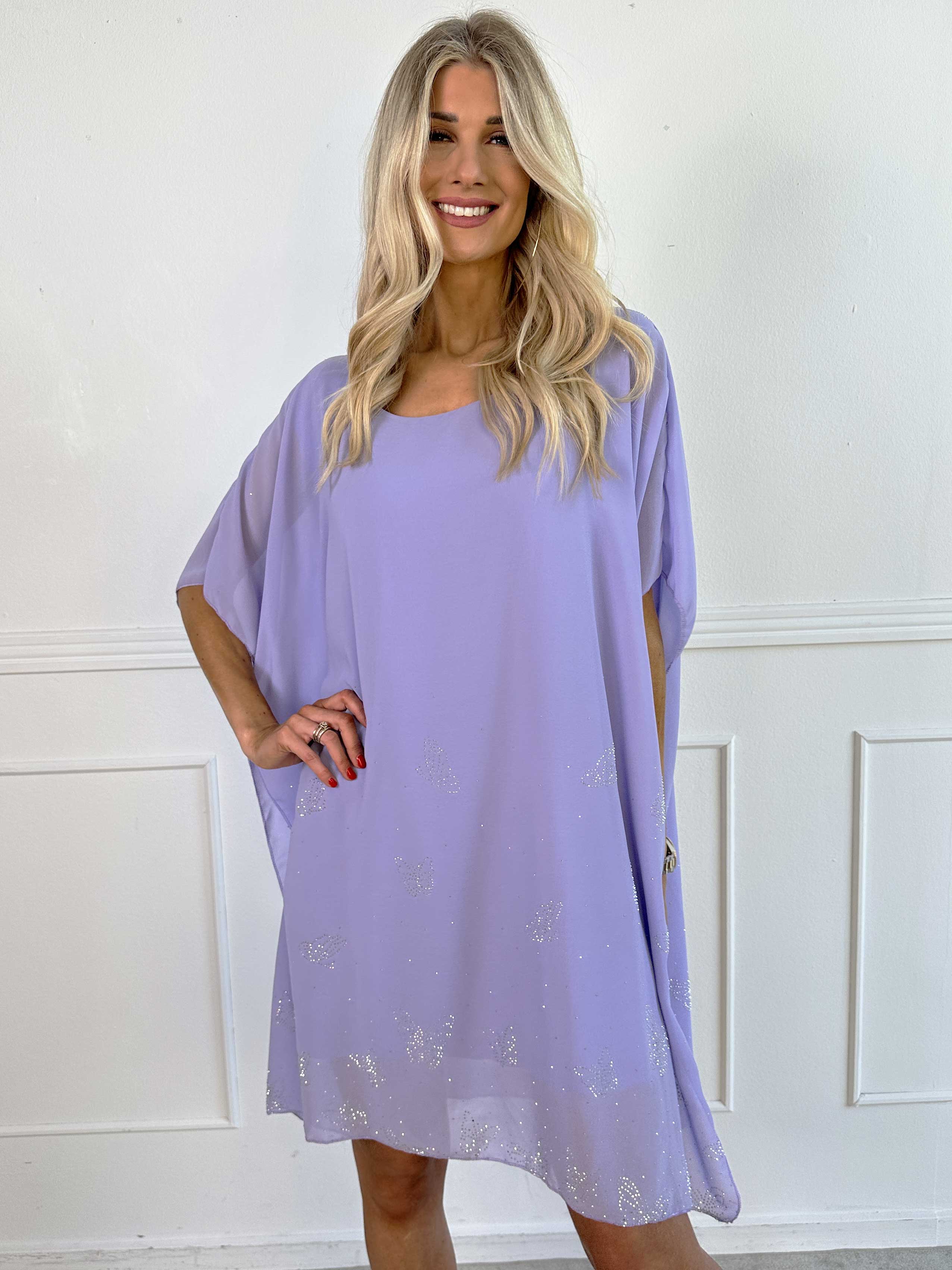 Mirabella Crystal - Tunikakjole med chiffonlag med similisten og underkjole i viskose